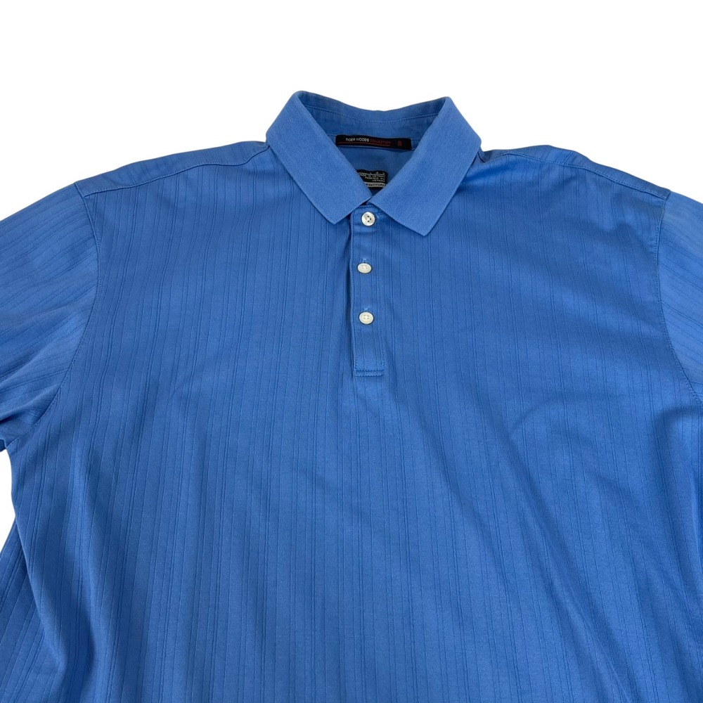Nike Dry Fit Tiger Woods Collection Performance Golf Polo Shirt L Mens Blue